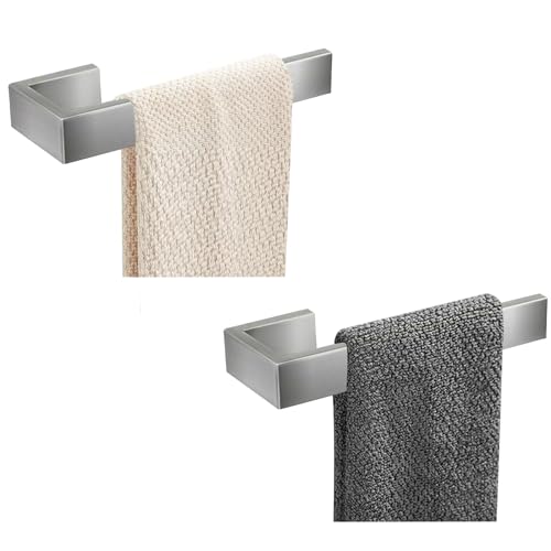 JOPOFI 2-Piece Hand Towel Holder, Towel Ring - Brushed Nickel | Stainless Steel Towel Holder for Bathroom wall, 8" Rectangular Modern Design Hand Towel Bar, Contemporary Hand Towel Rack - color: Brushed Nickel, size: 2PCS