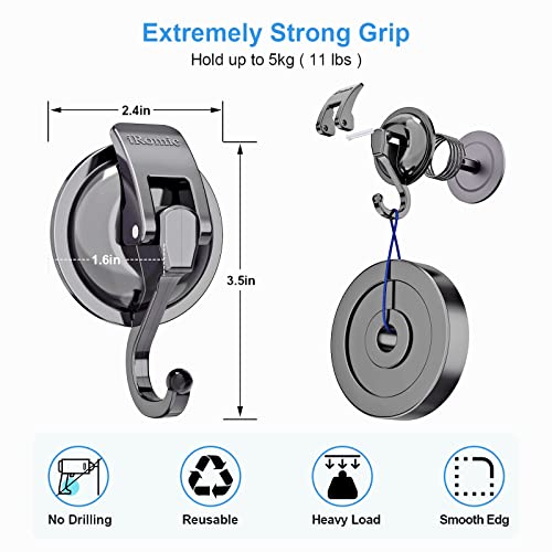 Heavy Duty Vacuum Suction Cup Hooks (2Pack) for Shower,Glass Window,Kitchen&Bathroom&Restroom Organization，Gun Silver. - color: Gun Silver