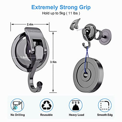 Heavy Duty Vacuum Suction Cup Hooks (2Pack) for Shower,Glass Window,Kitchen&Bathroom&Restroom Organization，Gun Silver. - color: Gun Silver