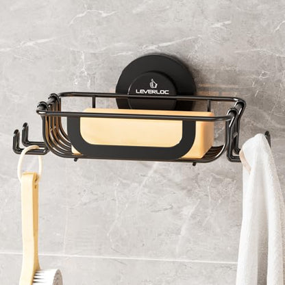Soap Holder, Soap Dish for Shower, Suction Cup Bar Soap Holder | Soap Bar Holder for Shower, Wall Mounted Self Draining, NO Drill Sponge Holder for Bathroom, Bathtub Kitchen Sink, Blcak - style: 1 tier Black