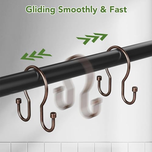 Shower Curtain Hooks, Simple Shower Curtain Rings, Sturdy Shower Curtain Hangers, Double Hook Shower Curtain Hooks, Smooth Gliding Metal Shower Hooks for Shower Curtain (Bronze, 12 Pack) - color: Bronze, size: 12 Pack