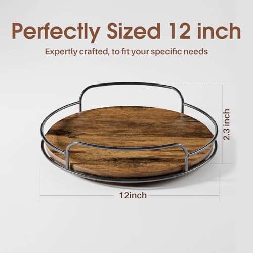 LAMU Lazy Susan Organizer, 12'' Lazy Susan Turntable for Cabinet, Table Top, Kitchen, Countertop, Bathroom, Pantry, Spice Organization, Wooden,1 Pack - size: 12in 1 Pack