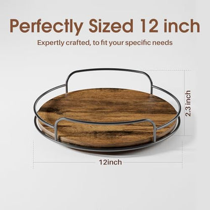 LAMU Lazy Susan Organizer, 12'' Lazy Susan Turntable for Cabinet, Table Top, Kitchen, Countertop, Bathroom, Pantry, Spice Organization, Wooden,1 Pack - size: 12in 1 Pack