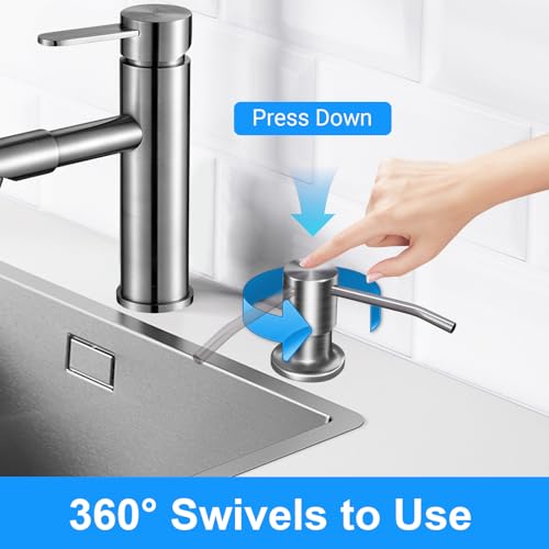Soap Dispenser Kitchen Sink, Sink Soap Dispenser, 47" Extension Tube kit, Dish Soap Dispenser Pump, No Need More Refills (Brushed Nickel) - color: Brushed Nickel