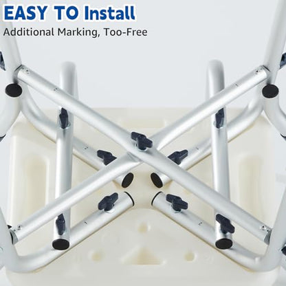 Shower Chair for Inside Shower, Padded Shower Seat Chair with Arms and Back, 6-Level Adjustable Shower Stool Chair for Elderly and Disabled, 550 LB Heavy Duty Handicap Shower Bath Chair | Shower Seat for Inside Tub 6-Height Adjustable,Shower Chair with Ar