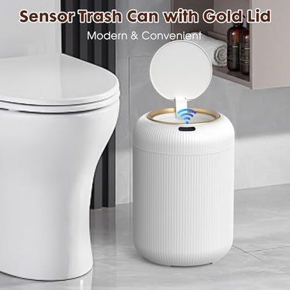 Procade Motion Sensor Trash Can with Lid, 3 Gallon Electric Bathroom Garbage can, Small White Wastebasket Touchless Trash Bin,Automatic Mini Trashcan for Bedroom,Toilet, Office, rv, Living Room - color: White