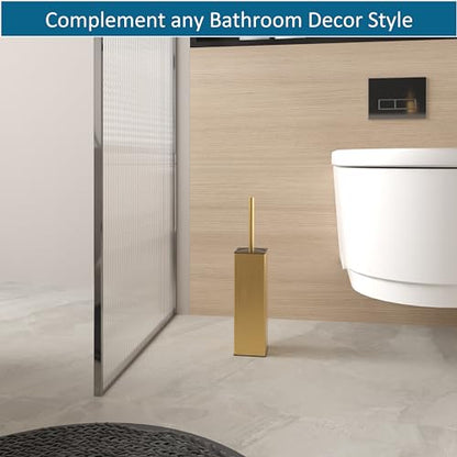 Toilet Brush and Holder 2 Pack, Freestanding Brushed Gold Sets | Two complete freestanding sets equip a main bath and guest bath with a coordinated brushed gold finish. - color: Brushed Gold-2pcs