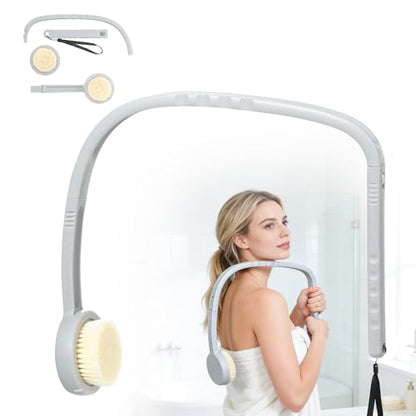 31" Back Bath Brush for Shower with U-Shaped Long Handle, Curved Handled Back Sponge Washer, Back Scrubber for Shower for Men, Women, Elderly, Frozen Shoulder, Adaptive Equipment for Shower - size: soft brush *2