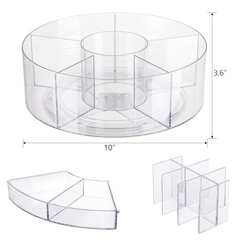 360 Rotating Makeup Organizer for Vanity, 10” Desk Acrylic Spinning Cosmetic Skincare Organizer Countertop, Large Clear Lazy Susan Round Organizer for Lotion, Lipsticks, Perfume, Brushes