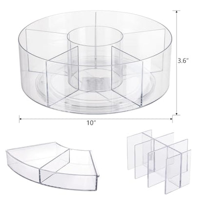360 Rotating Makeup Organizer for Vanity, 10” Desk Acrylic Spinning Cosmetic Skincare Organizer Countertop, Large Clear Lazy Susan Round Organizer for Lotion, Lipsticks, Perfume, Brushes
