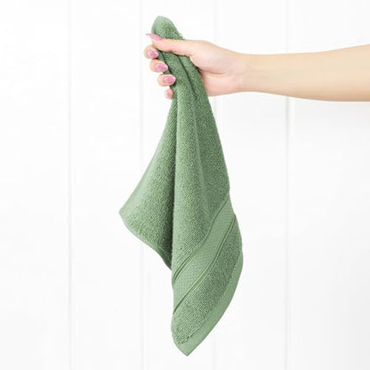 American Soft Linen Salem Washcloth Sets, 4 Piece Luxury 600 GSM 100% Cotton Washcloths for Bathroom, 13x13 inches Washrags Premium Quality Hand Face Towels, Sage Green - color: Sage Green, size: 13x13"