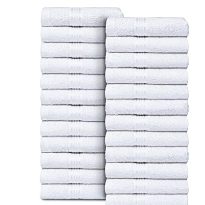 Ultra Soft Cotton Washcloths, Contains 24 Piece Face Cloths 12x12 inch, Ideal for Everyday use Face Towels, Compact & Lightweight Multi Purpose Washcloths - White - color: White, size: 24 Pack Washcloths