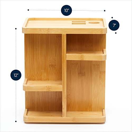 Bamboo 360 Degree Rotating 12 inches Makeup Organizer, Cosmetic Organizer | Multi-Function Storage for Makeup Desk, Bathroom, Bedroom,Toiletries, Gift for ladies and women - size: Pack of 1