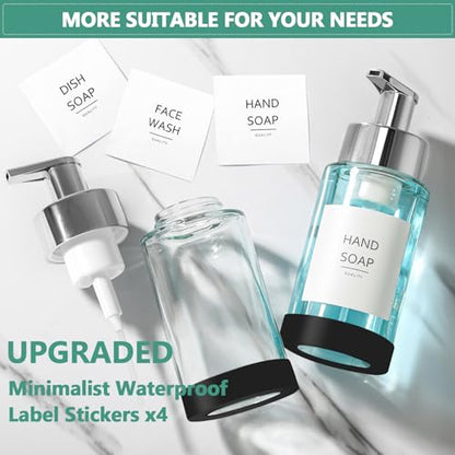 RYTOXILO Glass Soap Dispenser, 10 oz/300ml Foaming Soap Dispenser, 2 Pack Foaming Hand Dispenser with 2 Non-Slip Silicone Bottom Sleeve, Clear Refillable Foam Soap Bottle with Silver Pump - color: Clear Bottle, size: 10 Fl oz with Silver Pump Silicone Boo