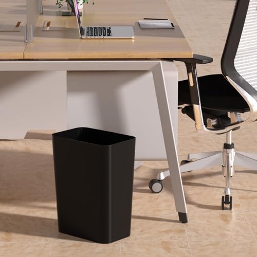 Xyskin 3 Gallon Rectangular Wastebasket, Plastic Trash Bin, Pack of 2 | Garbage Can Under Desk, Trash Bins Fits Narrow Space, Slim Space-Saving Deskside Garbage Can for Bathroom, Bedroom, Office