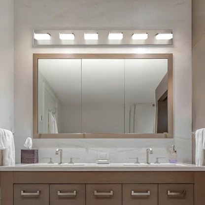 Brushed Nickel Vanity Lights for Bathroom 6-Light Vanity Lighting Fixtures for Mirror 39" Adjustable 5500K Modern LED Vanity Light Over Mirror, Bath Wall Lighting Fixtures - size: 6-Light,39Inch