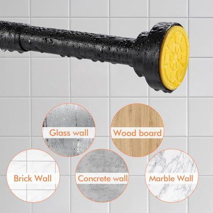 Shower Curtain Rod 31-68 in Adjustable Curtain Rod No Drilling Black Tension Shower Rod Stainless Steel for Bathroom Room Divider - color: Black, size: 31"-68"