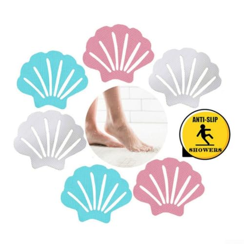 Anti Slip Bath Stickers For Shower Floor Safety, Non Slip Grip Tape Strips, Clear Textured Decals For Bathtub, 12 Pieces Shell Shape(Clear) - color: Clear