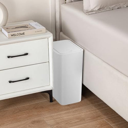 TIPGO Bathroom Trash Can with Lid, 4 Gallon / 15 Liter Small Garbage Can, Press Top Bin, Plastic Wastebasket with Pop-Up Lid for Bedroom, Living Room, Office (Grey) - color: Grey, 1 Pack