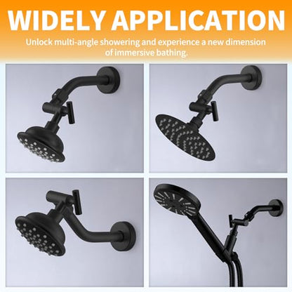 All Metal Shower Head Elbow Adapter Black | Adjustable Shower Head Extension Adapter Shower Arm Extension Connector for Showerhead, Wall Mounted - color: Black