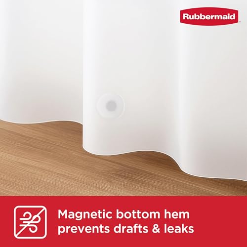 Rubbermaid INSTACURTAIN Hook-Free PEVA Shower Curtain, Waterproof Heavyweight Curtain with Built-in Rustproof Rings and Weighted Magnetic Hem, 71 x 74 Inches, BPA-Free, White with Charcoal Rings - color: White, size: 71"W x 74"L (Pack of 2), style: Withou