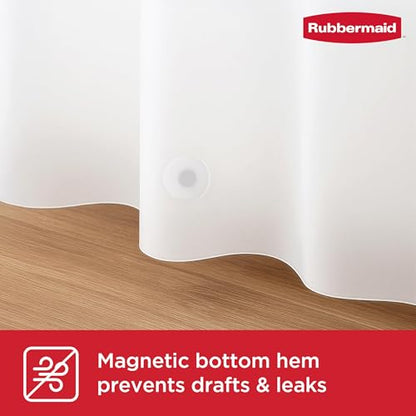 Rubbermaid INSTACURTAIN Hook-Free PEVA Shower Curtain, Waterproof Heavyweight Curtain with Built-in Rustproof Rings and Weighted Magnetic Hem, 71 x 74 Inches, BPA-Free, White with Charcoal Rings - color: White, size: 71"W x 74"L (Pack of 2), style: Withou