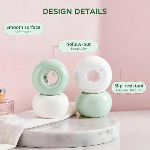 2Pcs Ceramic Toothbrush Holders for Bathrooms Countertop Toothbrush Holder Single Mini Toothbrush Holder Pen Holder Razor Holder Bathroom Tooth Brush Holder Toothbrush Stand - color: Green