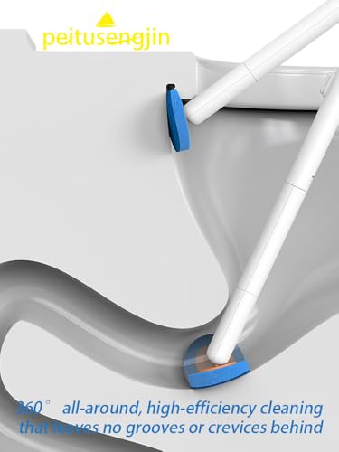 Disposable Toilet Brush, Auto-Ejecting, Includes 48 Enhanced Refills (24 Ocean, 24 Natural), Plus 3 Air-Purifying Scented Rings (Ocean, Rose, Lemon) 360° Dead-Angle-Free Cleaning - color: 1-48white