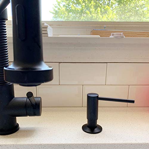 Samodra Sink Soap Dispenser, Metal Pump Head Liquid Lotion Countertop Kitchen Bathroom Soap Dispenser with 17 OZ PET Bottle (Black Matte) - color: Black Matte