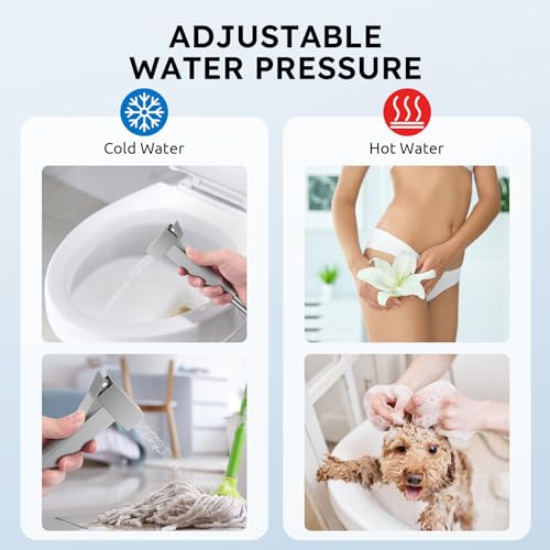 Arofa Built-in Hot and Cold Bidet Sprayer for Toilet, Warm Water Bidet | Wall-Mounted Design, Dual Control Modes, Leak-Free Hose, Feminine/Baby/Pet Wash, Cloth Clean & Rinse, Stainless Steel, Square - color: Brushed Nickel, size: Built-in Hot & Cold Water