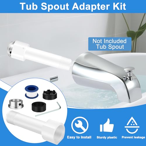 Four in One Tub Spout Adapter, Bath Tub Spout Kit Compatible with 1/2'' Copper Pipe, for 1/2'' and 3/4'' Pipe Thread, Slip on Adapter Kit with Assembly Tool