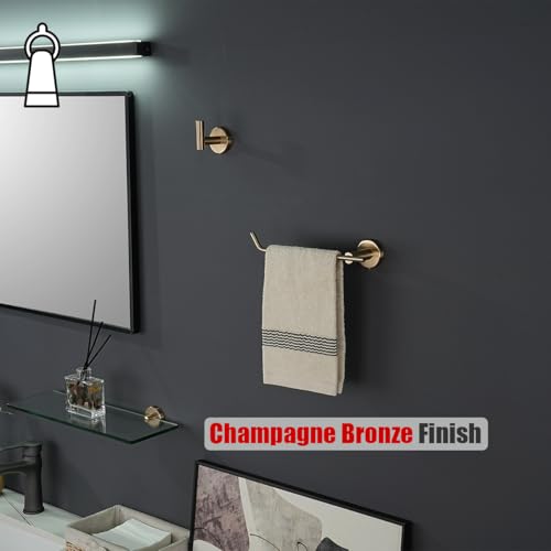 JQK Hand Towel Bar, Champagne Bronze Stainless Steel Towel Ring Holder for Bathroom, 9 Inch Wall Mount Left Hand, TR101-CB - color: Champagne Bronze, size: 9 Inch (Left)
