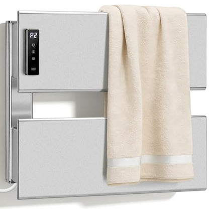 Wall Mounted Towel Warmer Rack with Adjustable Temperature (104-140°F) and Timer Control | Fast Heating Electric Towel Heater for Bathroom 18.11" x 13.11" Bluetooth & Wi-Fi App Control