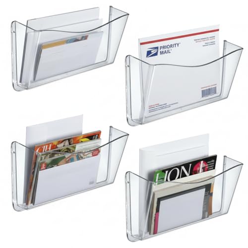 Azar Displays 250025 Clear Plastic Wall Mount File Holder with Hanging Hardware (4-Pack) - color: CLEAR, style: Screw Mount