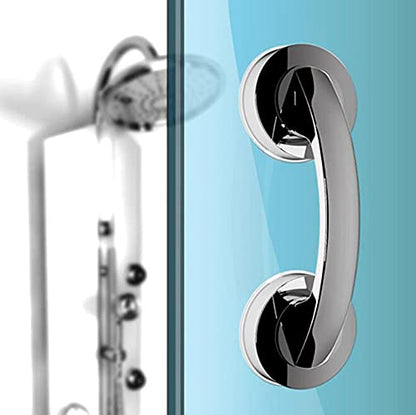 WANLIAN Powerful Suction Cup Glass Mirror Door Handle, Refrigerator Drawer Bathroom Suction Cup wall handrail, Bathtub Shower Handle Kitchen Drawer Cabinet Handle (Silver) | Can be used for glass sliding doors, refrigerator doors, kitchen drawers, cabinet