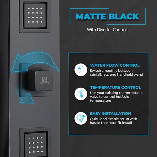 Dion Series 39 In. 2 Jetted Shower Tower With Heavy Rain Shower And Body | Easy Installation With Existing Water Line, Premium Stainless Steel Design, Effortless Diy Installation