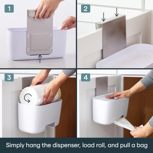 YouCopia DoorStash Garbage Bag Dispenser, Hanging Kitchen Cabinet Door Trash Bag Organizer with Removable Lid for Storage, Speckled White - size: Garbage Bag Dispenser