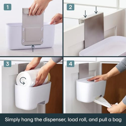 YouCopia DoorStash Garbage Bag Dispenser, Hanging Kitchen Cabinet Door Trash Bag Organizer with Removable Lid for Storage, Speckled White - size: Garbage Bag Dispenser