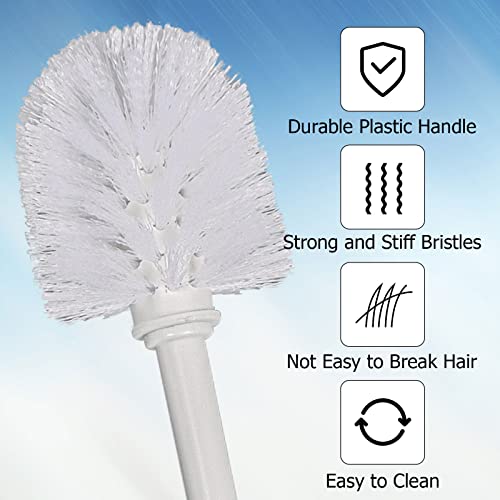 Topsky Toilet Brush & Holder Set, 2 Pack Plastic Round Barrel Loo Brush with 2 Replacement Heads, Durable for Bathroom, White - color: White
