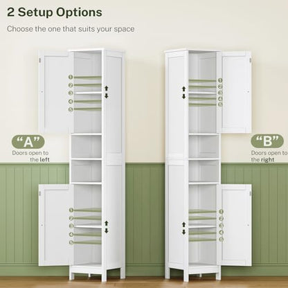 67" Tall Bathroom Cabinet with Adjustable Shelves and Doors, Narrow Bathroom Storage Cabinet for Small Space, Living Room, Entryway, Kitchen, White - color: White