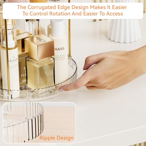 Acrylic 360 Rotating Makeup Organizer and Perfume Organizer,3 Tier Make Up Holder and Acrylic Skincare Organizers for Countertop,Vanity,Bathroom,Clear Spinning Beauty Organizer for Face Product - size: 3 Tier