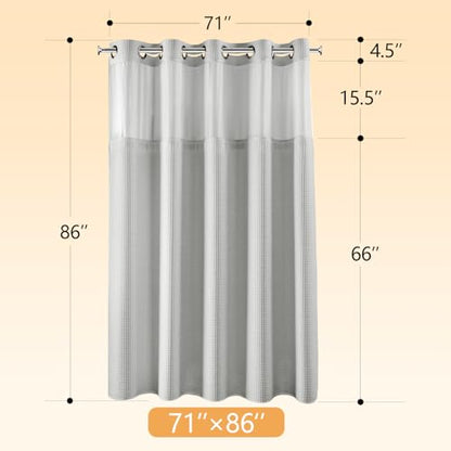 River Dream Cotton Blend Fabric Shower Curtain Set with Liner, Gray, 71x86 | Waffle Weave, No Hook Needed, with Snap in Replacement Liner, Top Sheer Window, Hotel Quality for Bathroom, Extra Long - color: Lake Wanaka, size: 71"W x 86"L (Pack of 1)