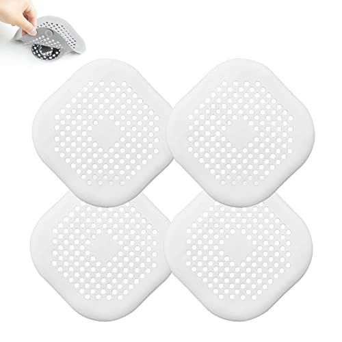 4 Pieces Drain Covers Hair Stopper for Shower Drain Bathtub Stopper Home Drain Protectors with Sucker Water Trap Sink Cover for Bathroom Bathtub and Kitchen (2 White+2 White) - color: 4 Pcs White