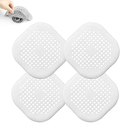 4 Pieces Drain Covers Hair Stopper for Shower Drain Bathtub Stopper Home Drain Protectors with Sucker Water Trap Sink Cover for Bathroom Bathtub and Kitchen (2 White+2 White) - color: 4 Pcs White