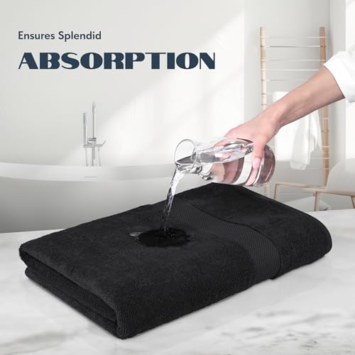 White Classic Luxury Soft Black Bath Sheet Towels - 650 GSM Cotton Luxury Bath Towels Extra Large 35x70 | Highly Absorbent and Quick Dry | Hotel Collection Extra Large Bath Towels Oversized, 2 Pack - color: 04: Black