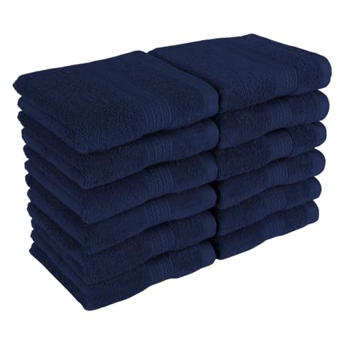 Kaufman - Luxury Washcloths 12 Pack | 13 x 13 in | 100% Cotton Face Towels | Soft Feel Wash Cloths for Your Face and Body, Highly Absorbent - Wash Cloth Essential for Showering Bathroom, Spa, and Gym - color: Navy, size: 12 Washcloths