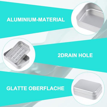 Tyqour Aluminium Travel Soap Container Metal Travel Soap Dish with Lid Self Draining Soap Tin Bar Holder Case Box for Camp Travel Gym Hiking Home Bathroom