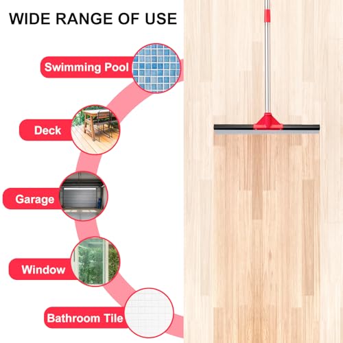 17" Heavy Duty Floor Squeegee with 40.8 Inch Long Handle, Suitable for Bathroom Tiles, Garage Concrete Floors, Shower Glass & Windows Cleaning