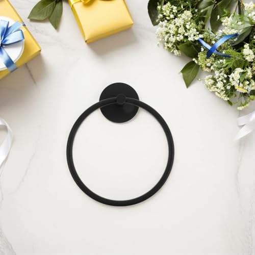SUPVOX Stainless Steel Hand Towel Holder Ring Self-Adhesive No Drilling Bathroom Wall Mounted Towel Rack Space-Saving for Washroom
