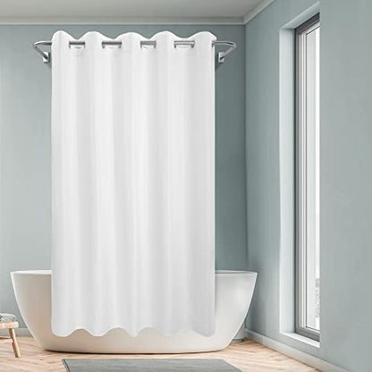River Dream No Hook Long Shower Curtain or Liner Soft Microfiber - 78" Length Fabric Shower Curtain Liner Set, Machine Washable & Water Repellent, White, 71x80 - color: White, size: 71"W x 80"L (Pack of 1)